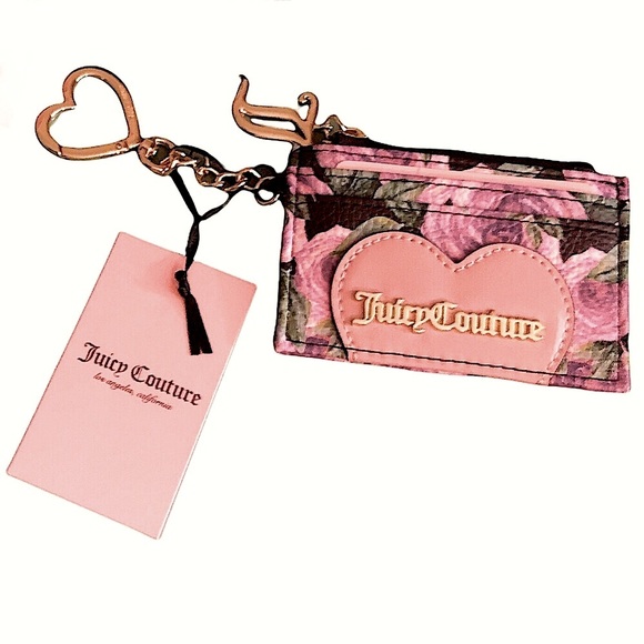 JUICY COUTURE | Moody Garden Black Floral Card Holder Gold Gothic Logo/Keychain - Picture 3 of 10